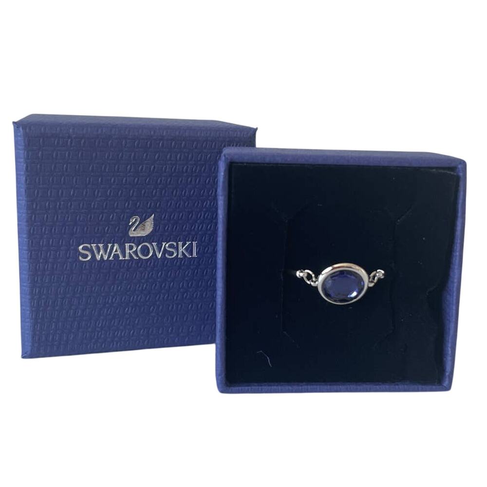 Swarovski Tahlia ring Round, Blue, Rhodium plated size 7 / EUR 55